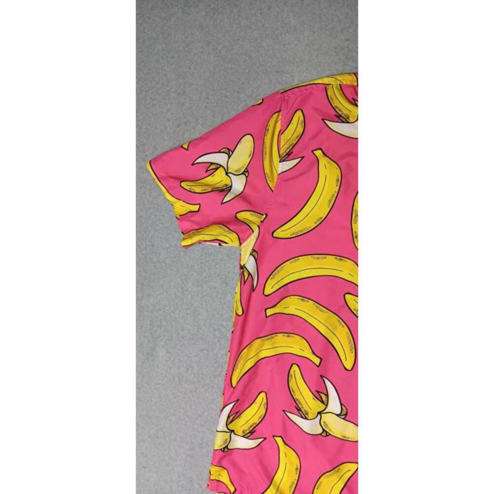 Uzzi Amphibious Gear Button Up Shirt Short Sleeve Mens Size Small Pink Bananas - Picture 5 of 11